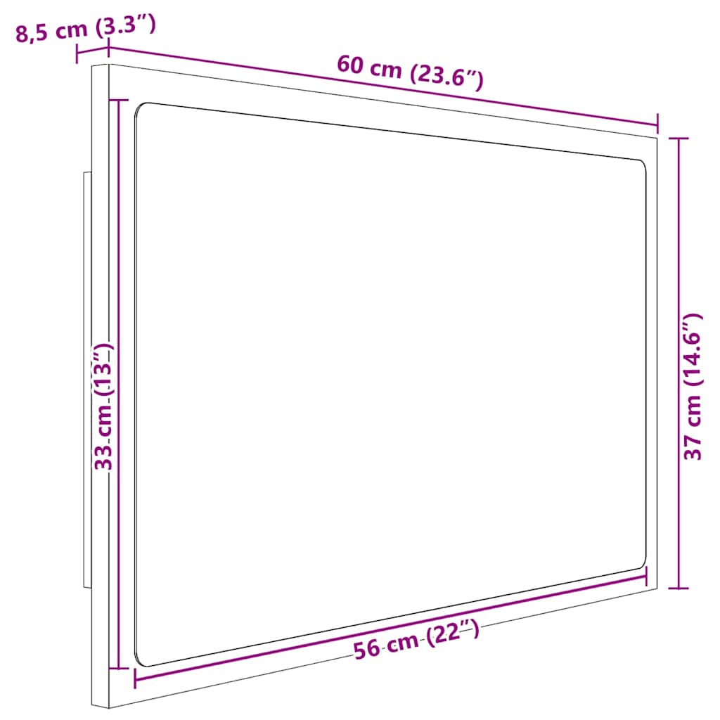 LED kupaonsko ogledalo bijelo 60 x 8,5 x 37 cm akrilno