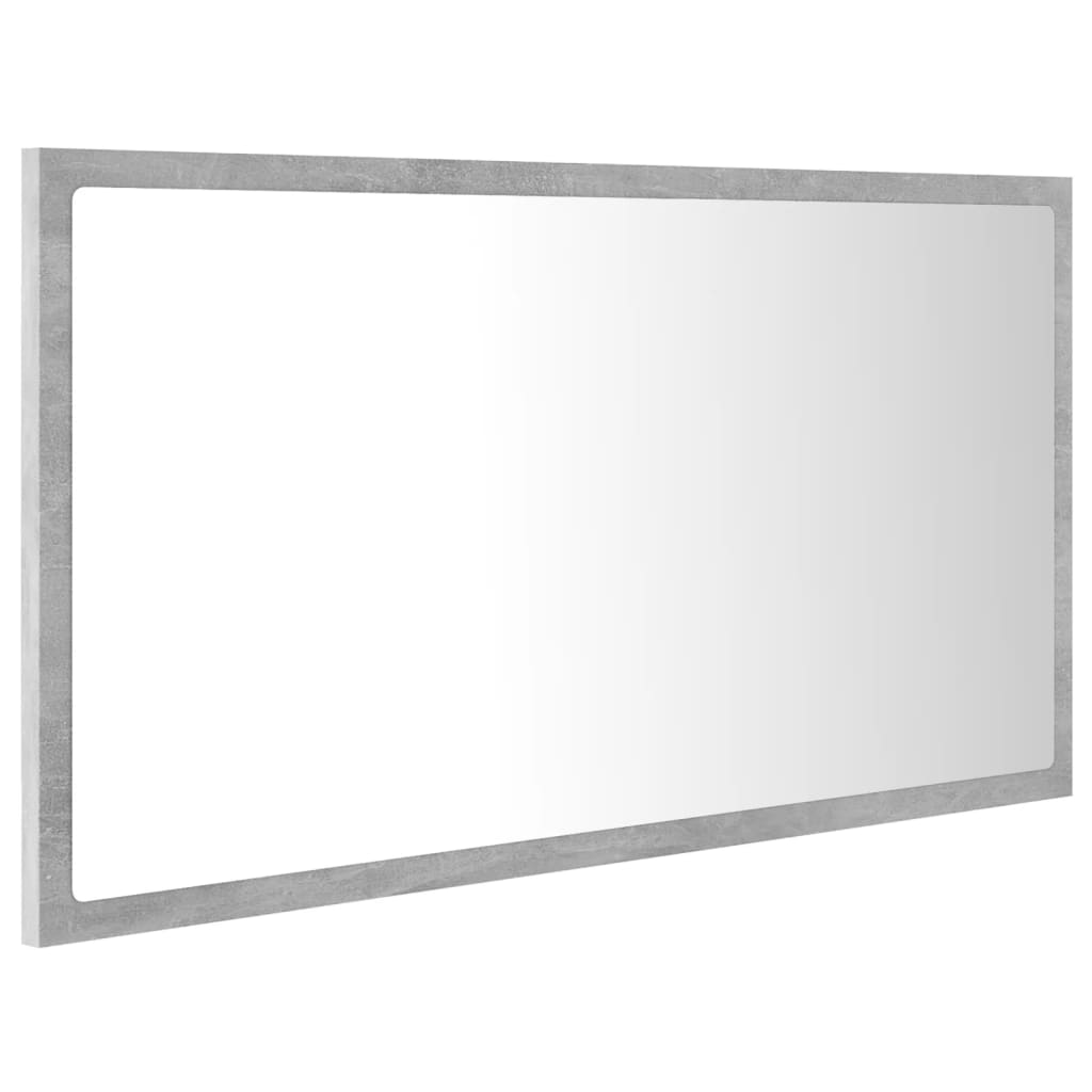 LED kupaonsko ogledalo siva boja betona 80x8,5x37 cm akrilno
