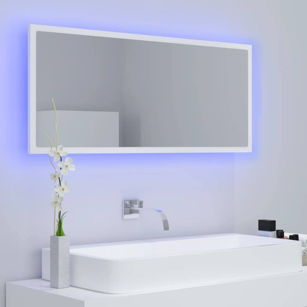 LED kupaonsko ogledalo bijelo 100x8,5x37 cm akrilno