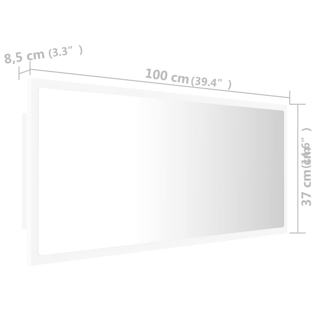 LED kupaonsko ogledalo bijelo 100x8,5x37 cm akrilno