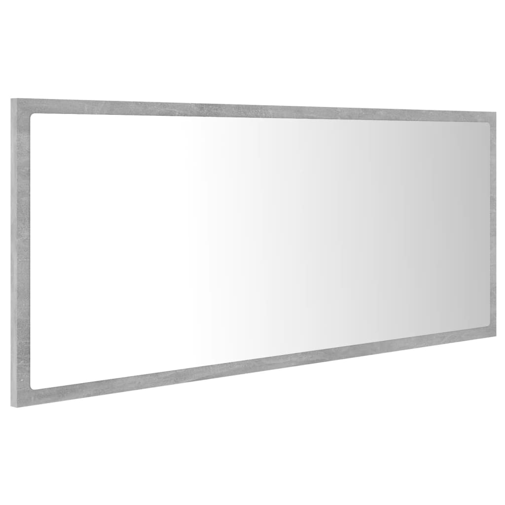 LED kupaonsko ogledalo siva boja betona 100x8,5x37 cm akrilno