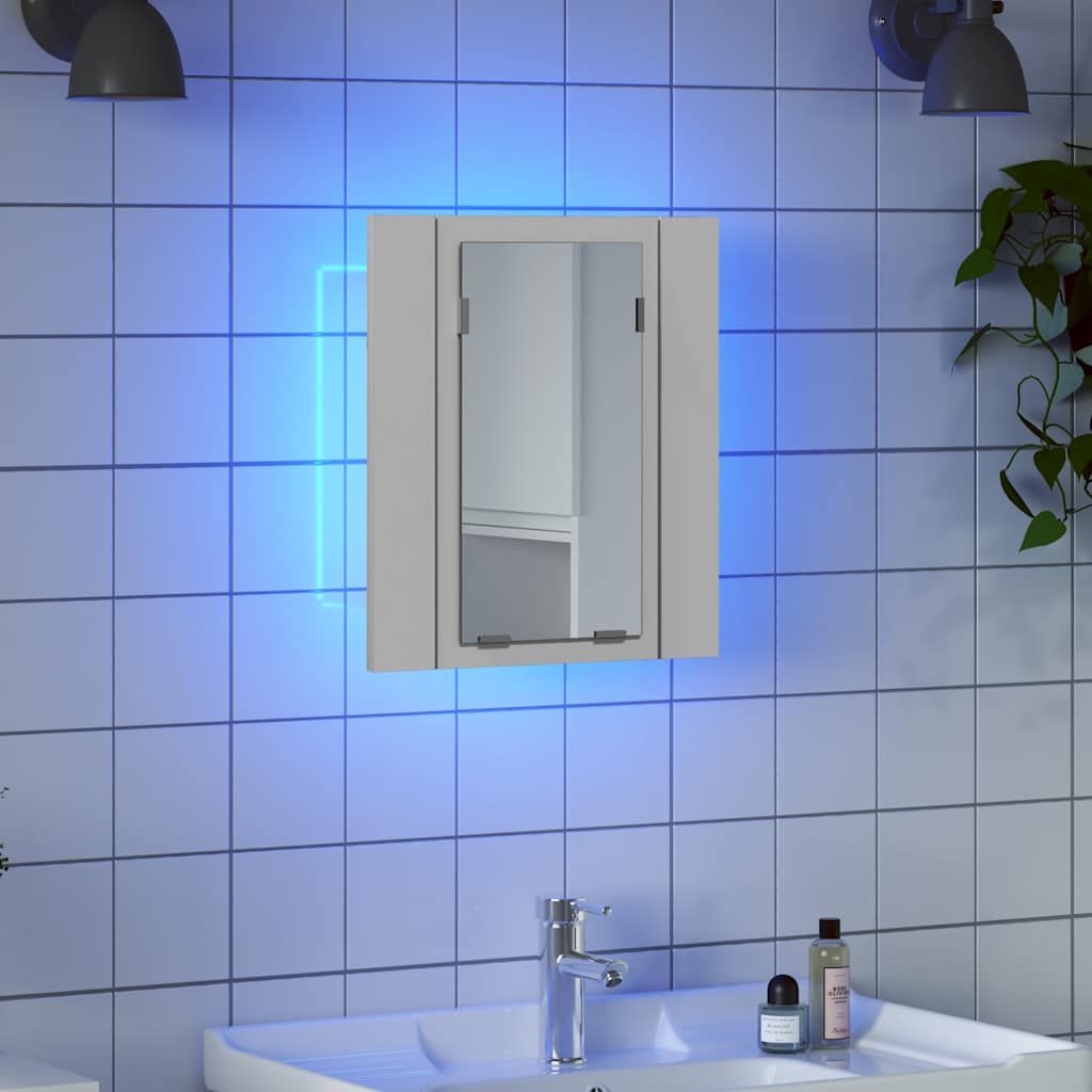 LED kupaonski ormarić s ogledalom bijeli 40x12x45 cm akrilni