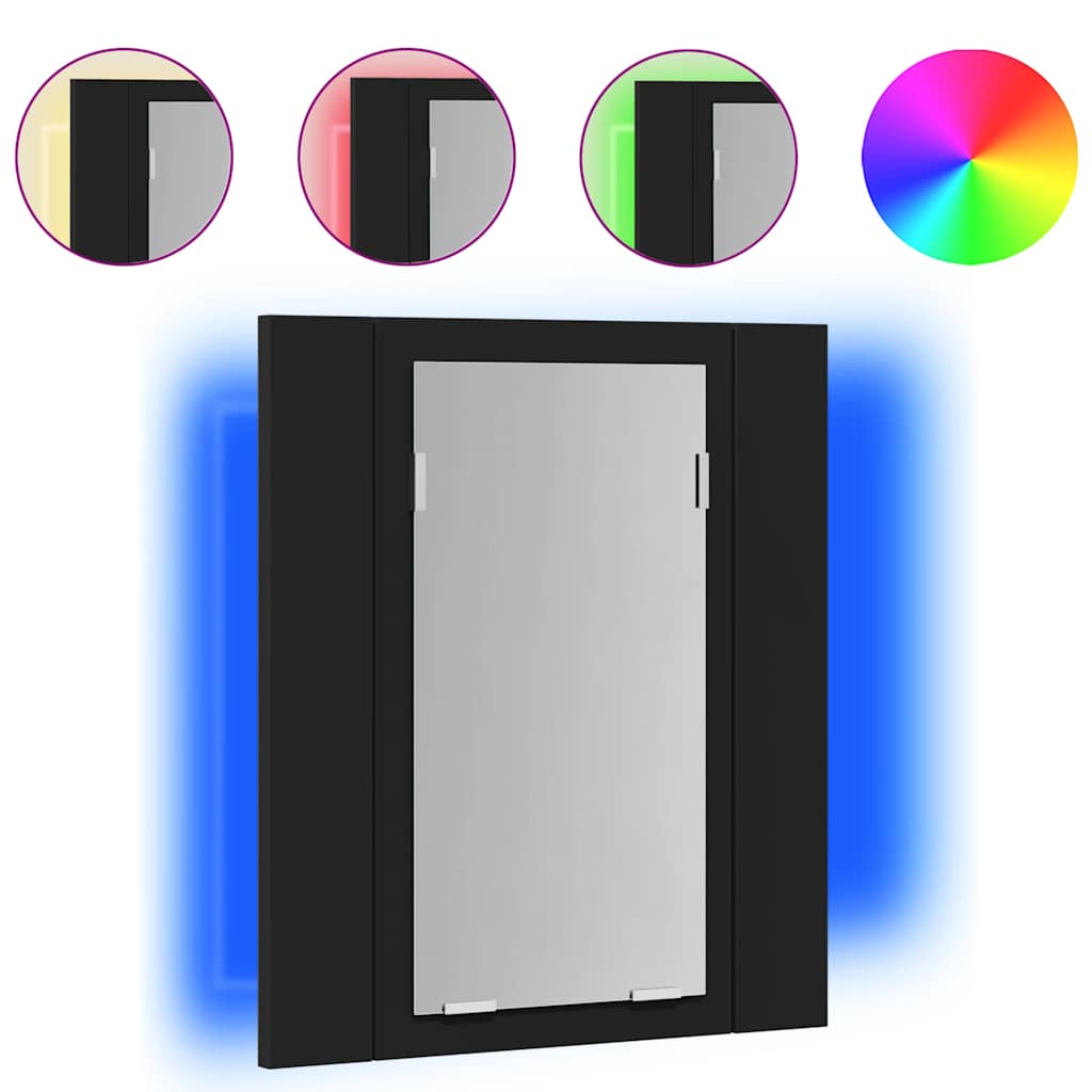 LED kupaonski ormarić s ogledalom crni 40x12x45 cm akrilni