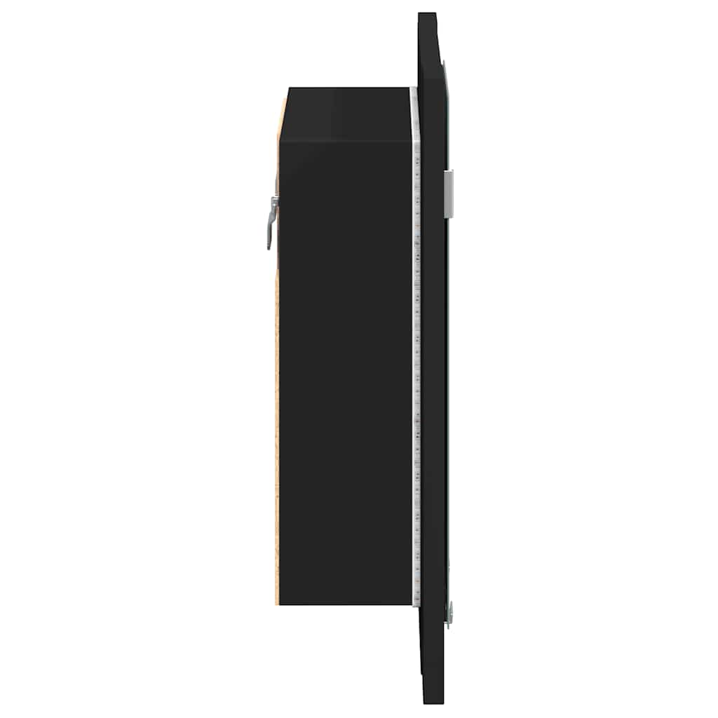 LED kupaonski ormarić s ogledalom crni 40x12x45 cm akrilni