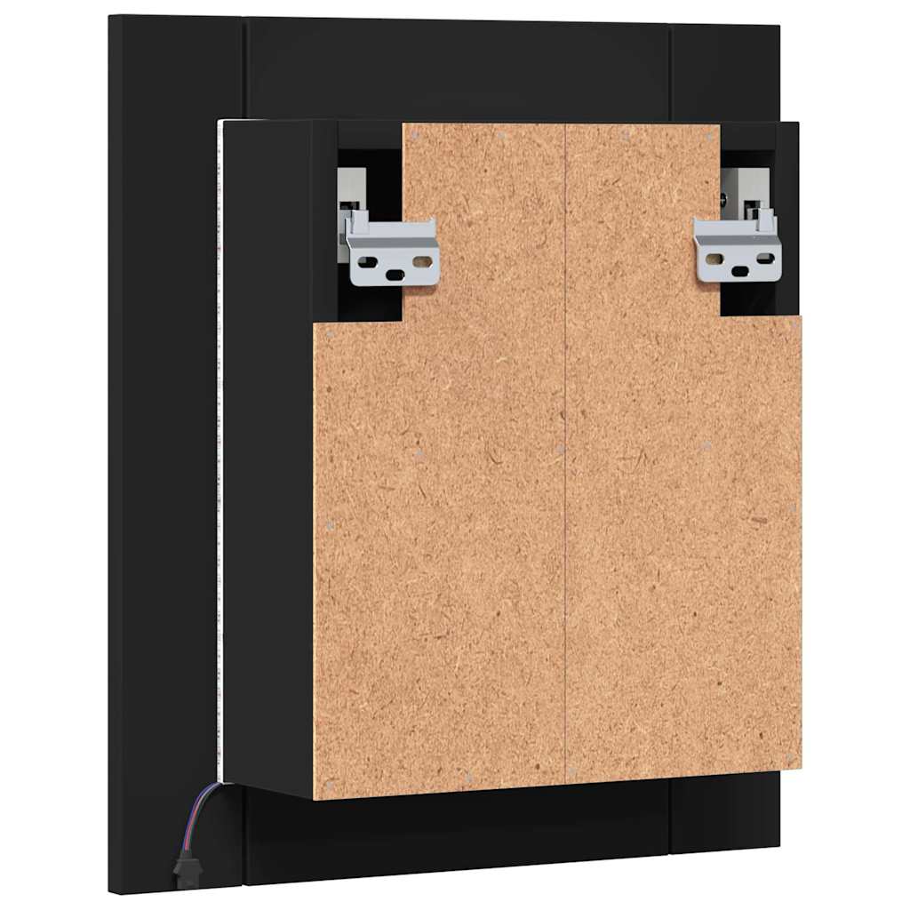 LED kupaonski ormarić s ogledalom crni 40x12x45 cm akrilni