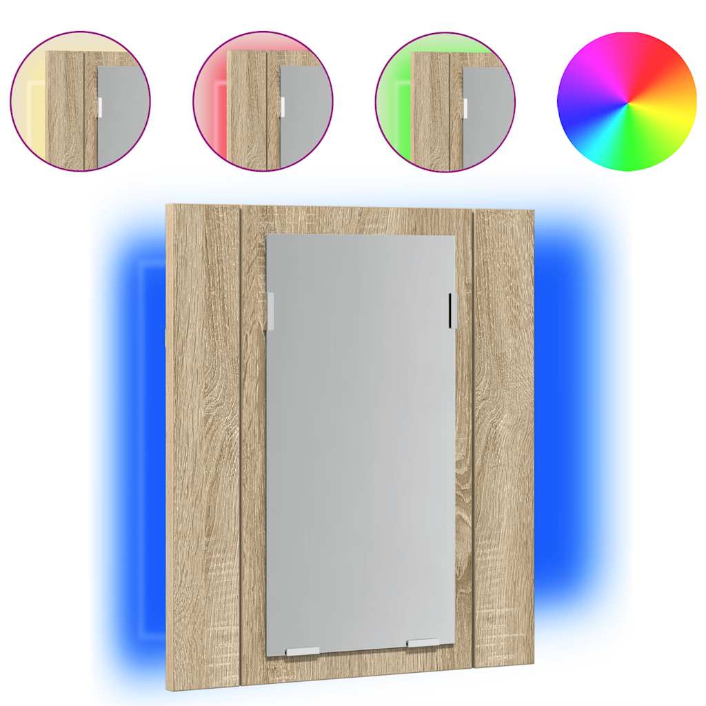 LED kupaonski ormarić s ogledalom boja hrasta 40x12x45 akrilni