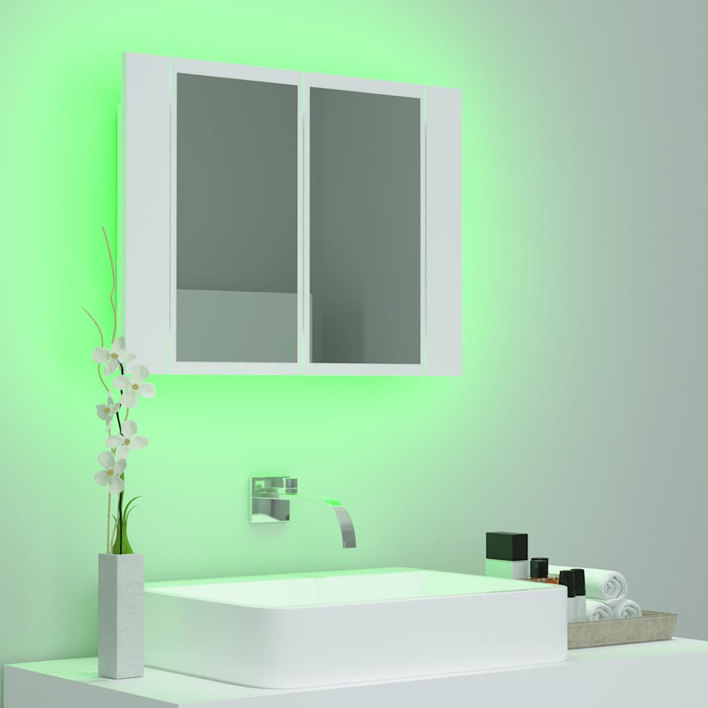 LED kupaonski ormarić s ogledalom bijeli 60x12x45 cm akrilni