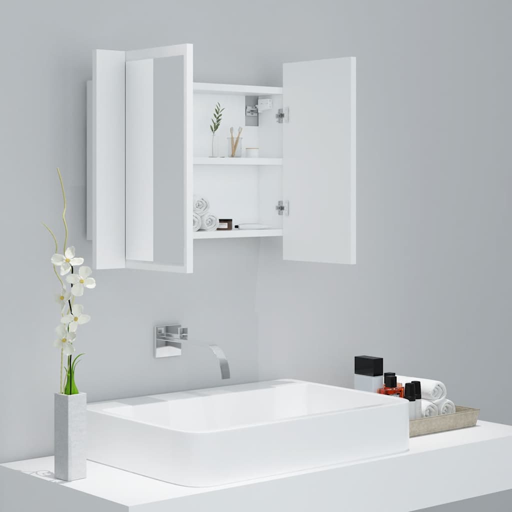 LED kupaonski ormarić s ogledalom bijeli 60x12x45 cm akrilni