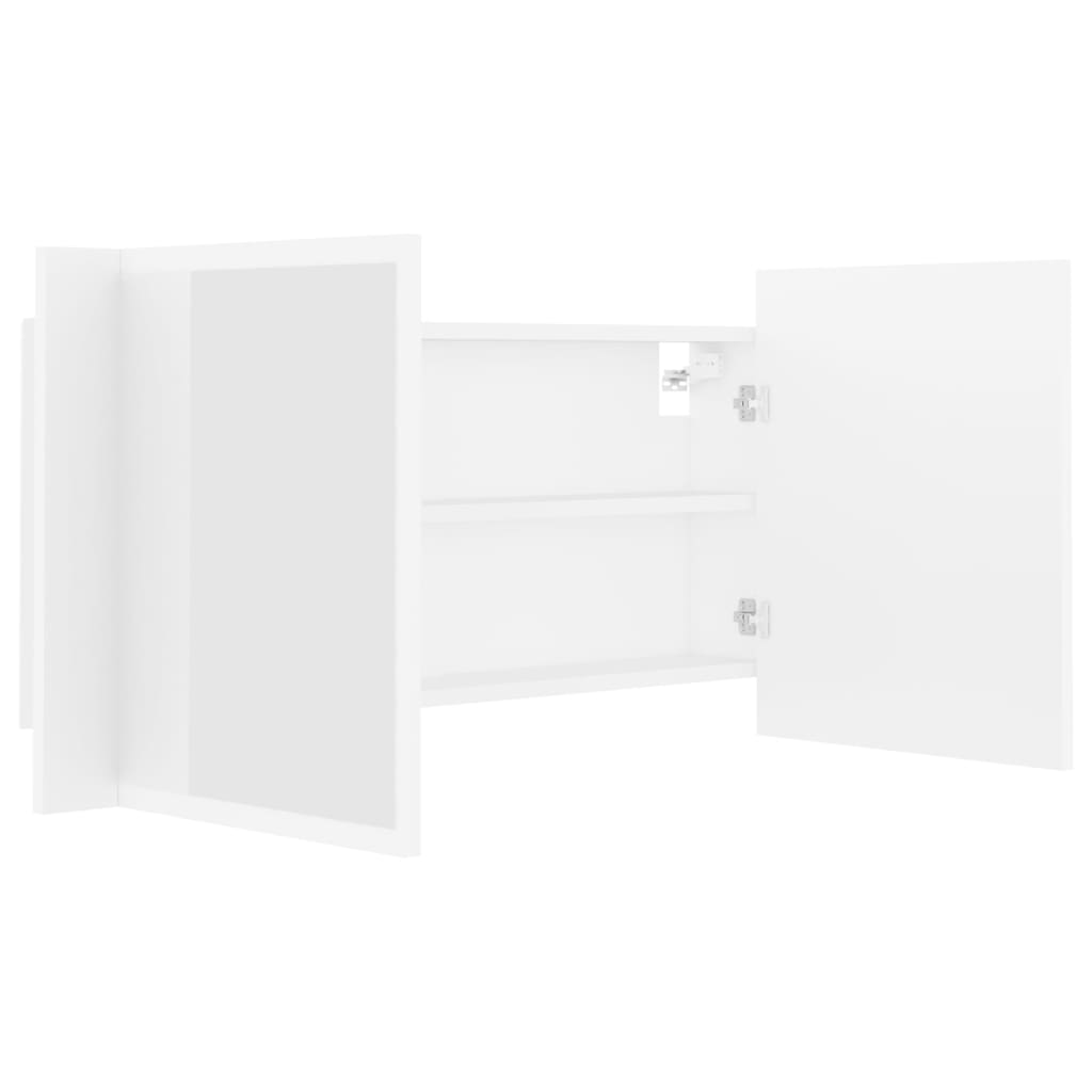 LED kupaonski ormarić s ogledalom bijeli 90x12x45 cm akrilni