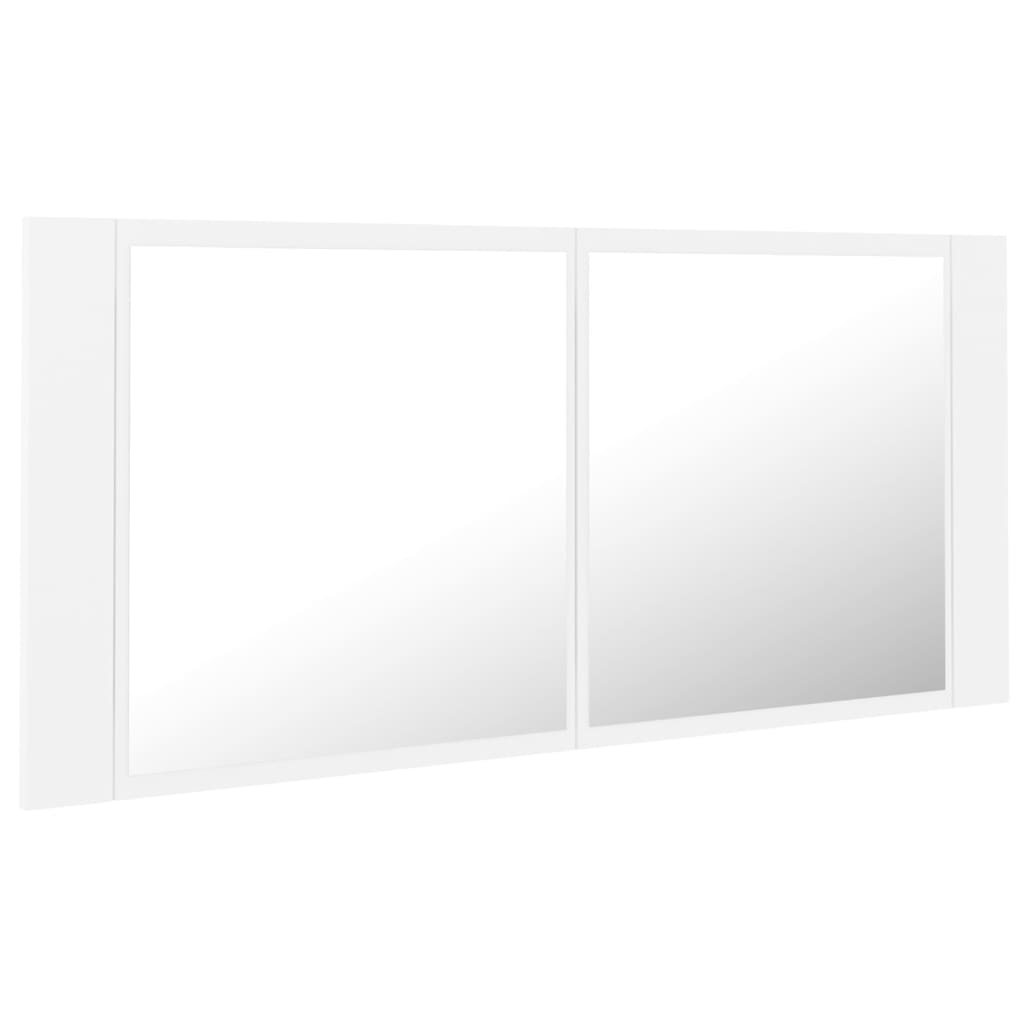 LED kupaonski ormarić s ogledalom bijeli 100x12x45 cm akrilni