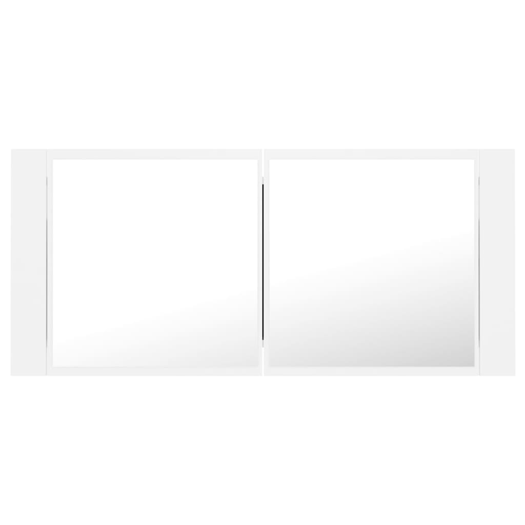 LED kupaonski ormarić s ogledalom bijeli 100x12x45 cm akrilni