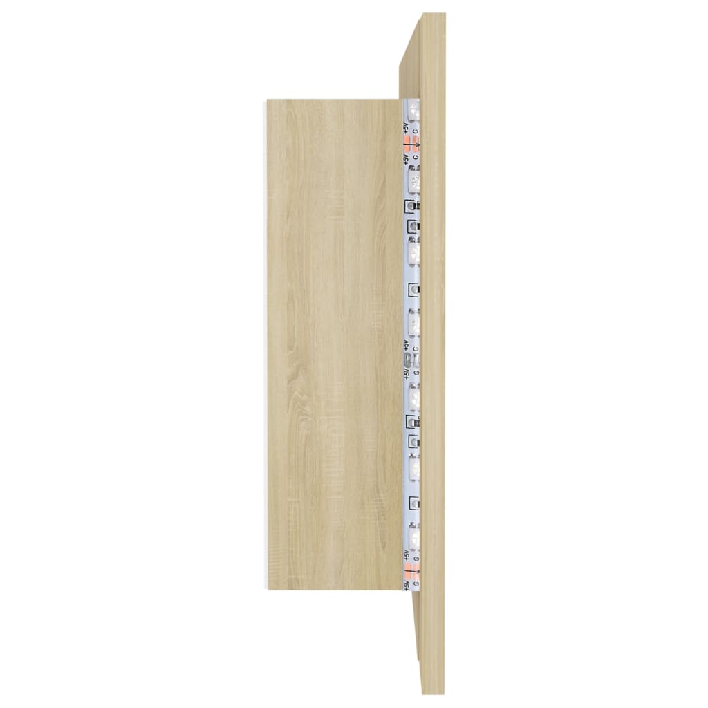 LED kupaonski ormarić s ogledalom boja hrasta 100x12x45 akrilni