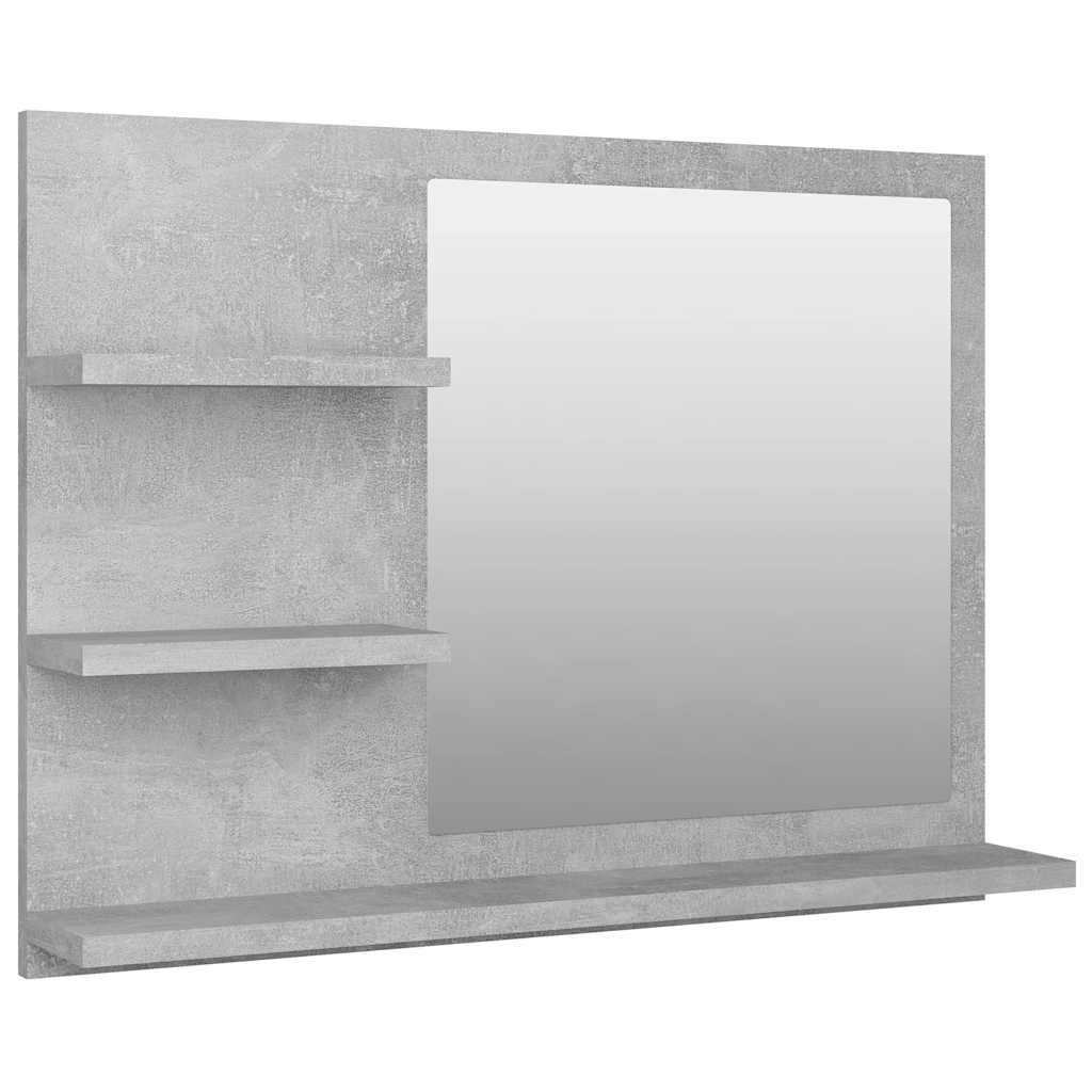Kupaonsko ogledalo boja betona 60x10,5x45 cm konstruirano drvo