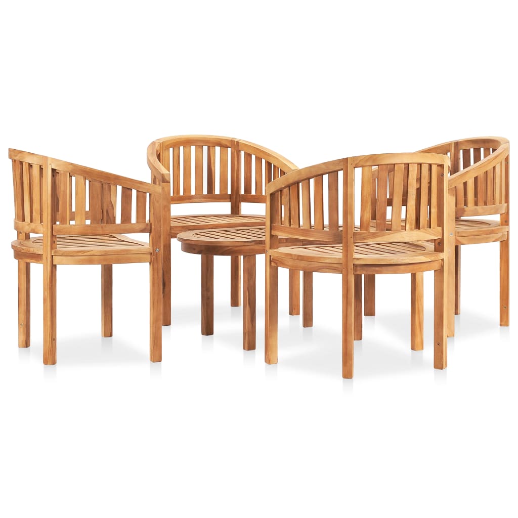 5-dijelna vrtna garnitura u obliku banane od masivne tikovine