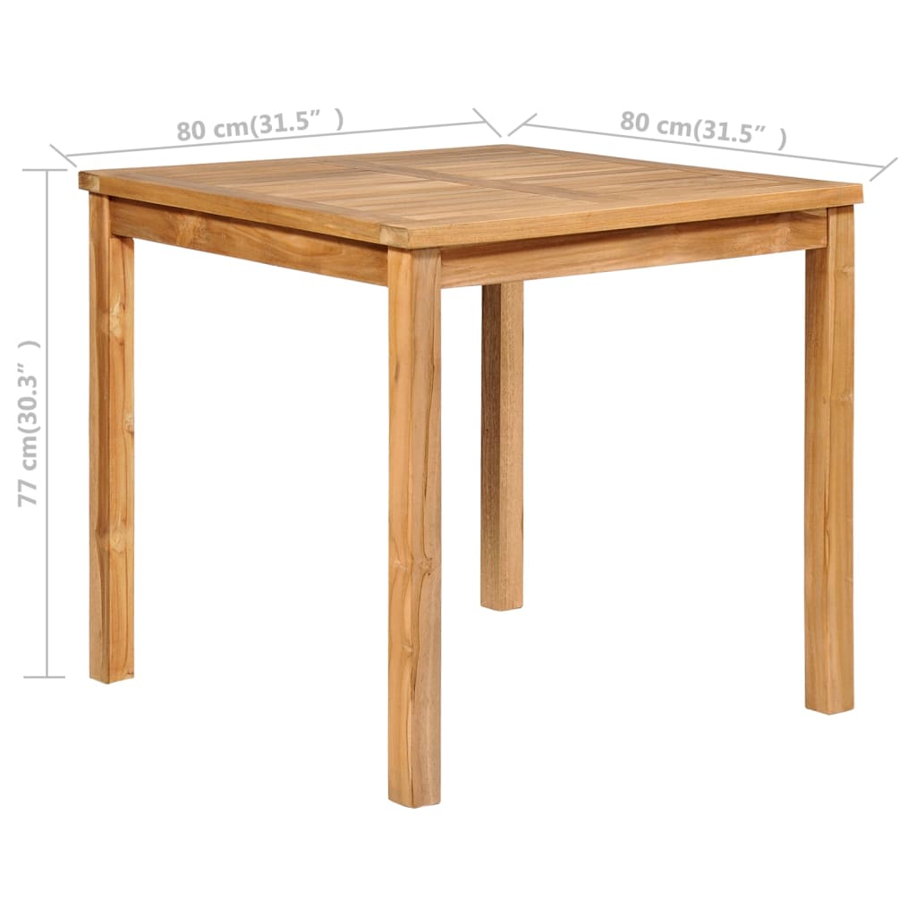 Vrtni blagovaonski set od 3 dijela 80x80 cm masivno tikovino drvo