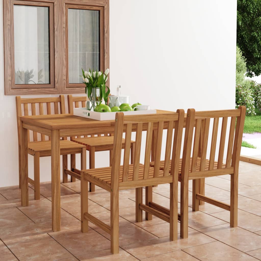 Vrtni blagovaonski set od 5 dijelova 140 x 80 cm masivno tikovino drvo