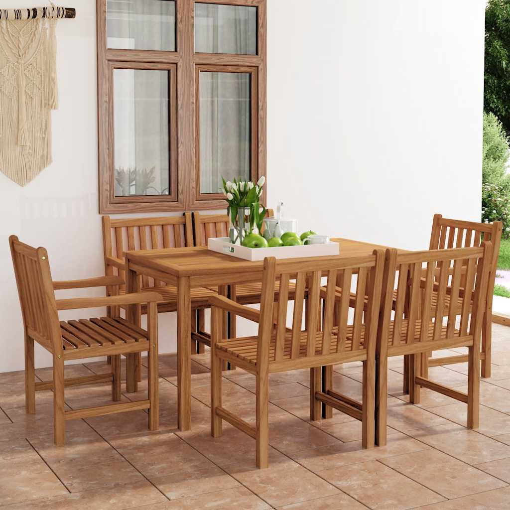 Vrtni blagovaonski set od 7 dijelova 140 x 80 cm masivno tikovino drvo