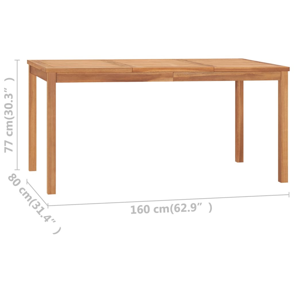 Vrtni blagovaonski set od 7 dijelova 160x80 cm masivno tikovino drvo