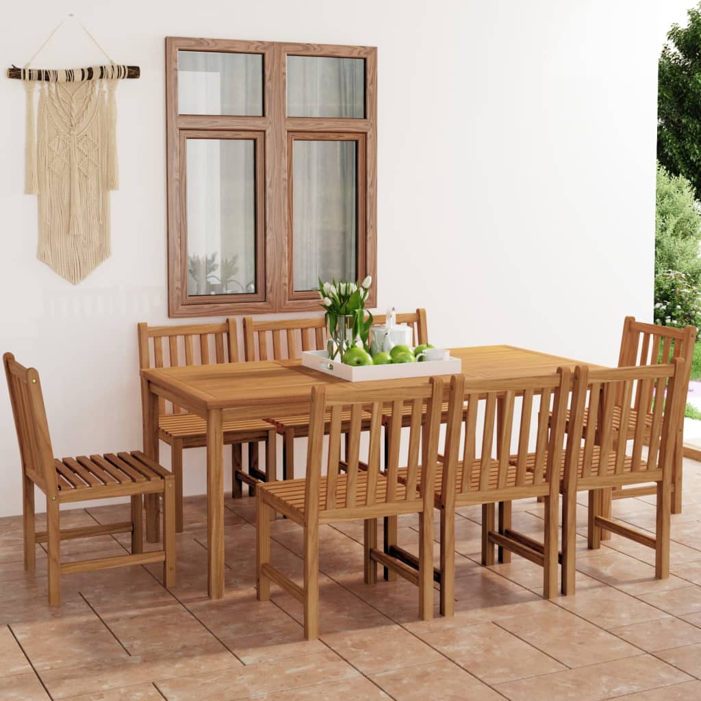 Vrtni blagovaonski set od 9 dijelova 180x90 cm masivno tikovino drvo