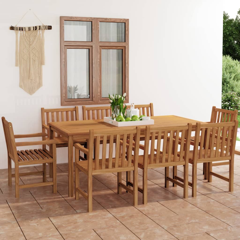 Vrtni blagovaonski set od 9 dijelova 200 x 100 cm masivno tikovino drvo