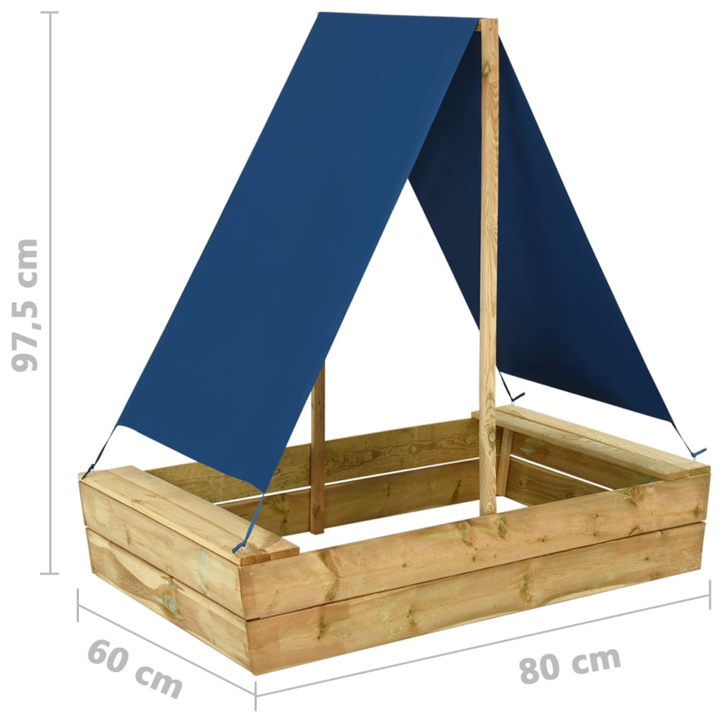 Pješčanik s krovom 80 x 60 x 97,5 cm od impregnirane borovine