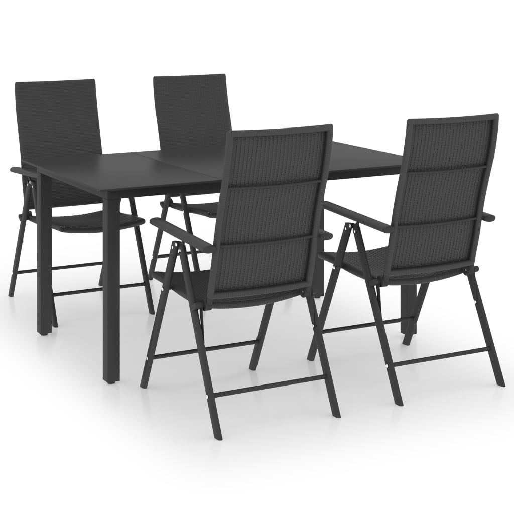 5-dijelni vrtni blagovaonski set crni