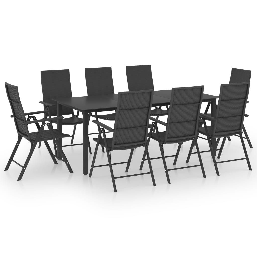 9-dijelni vrtni blagovaonski set crni