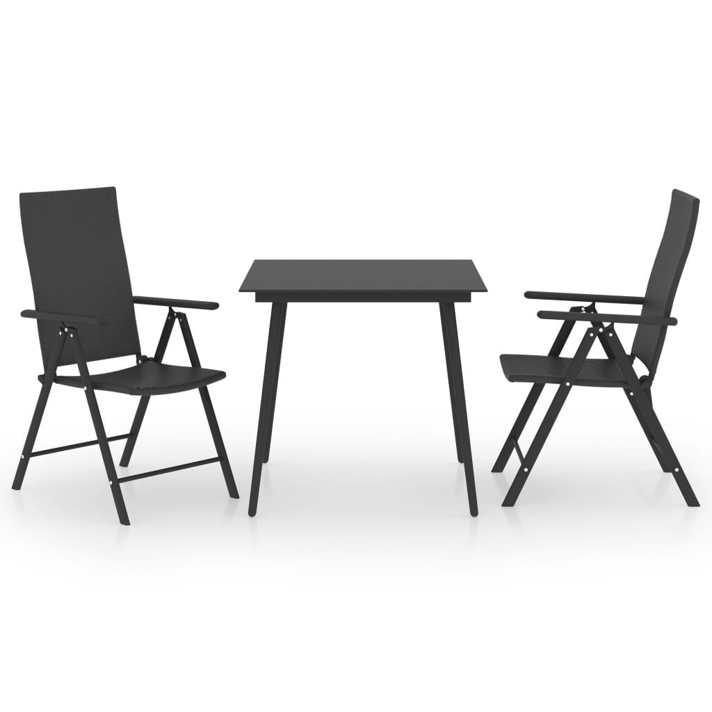 3-dijelni vrtni blagovaonski set crni