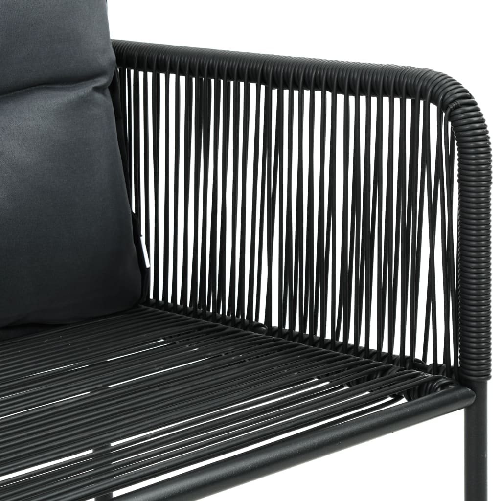 3-dijelni vrtni blagovaonski set od PVC ratana crni