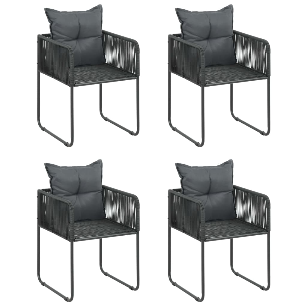 5-dijelni vrtni blagovaonski set od PVC ratana crni