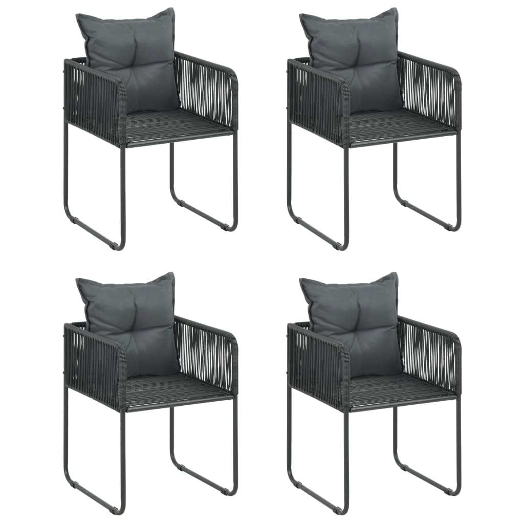 5-dijelni vrtni blagovaonski set od PVC ratana crni