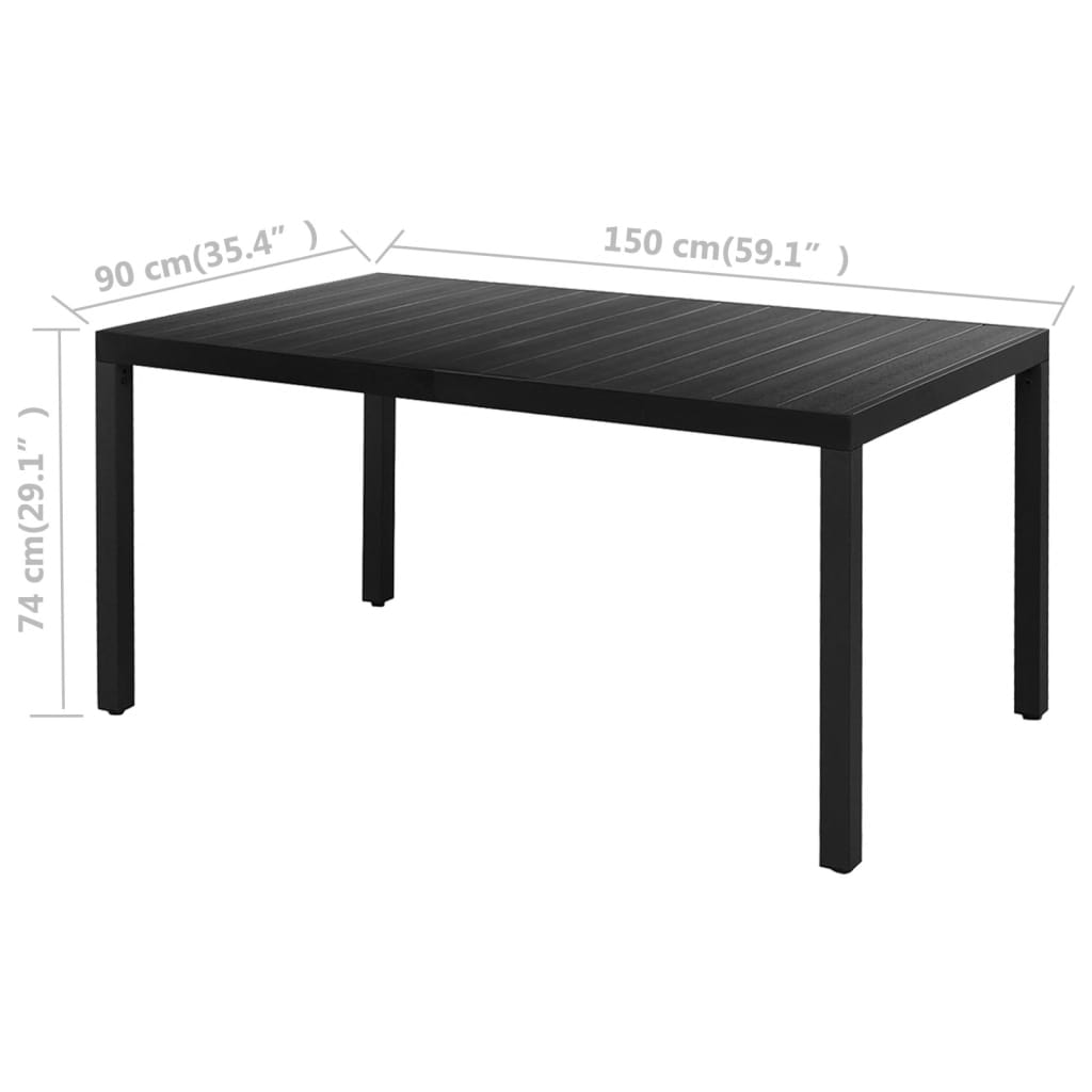 5-dijelni vrtni blagovaonski set od PVC ratana crni