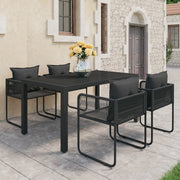 5-dijelni vrtni blagovaonski set od PVC ratana crni