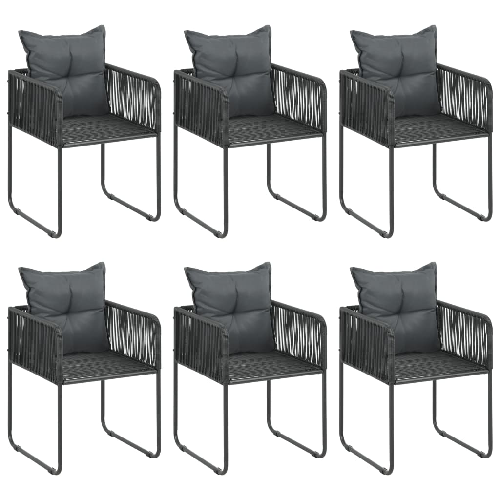 7-dijelni vrtni blagovaonski set od PVC ratana crni