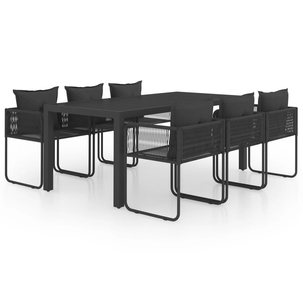 7-dijelni vrtni blagovaonski set od PVC ratana crni