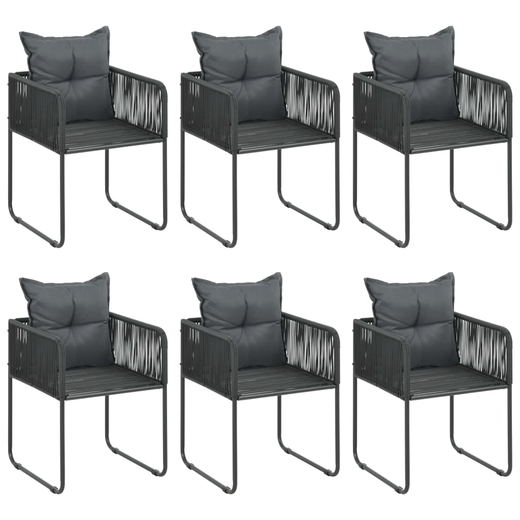 7-dijelni vrtni blagovaonski set od PVC ratana crni