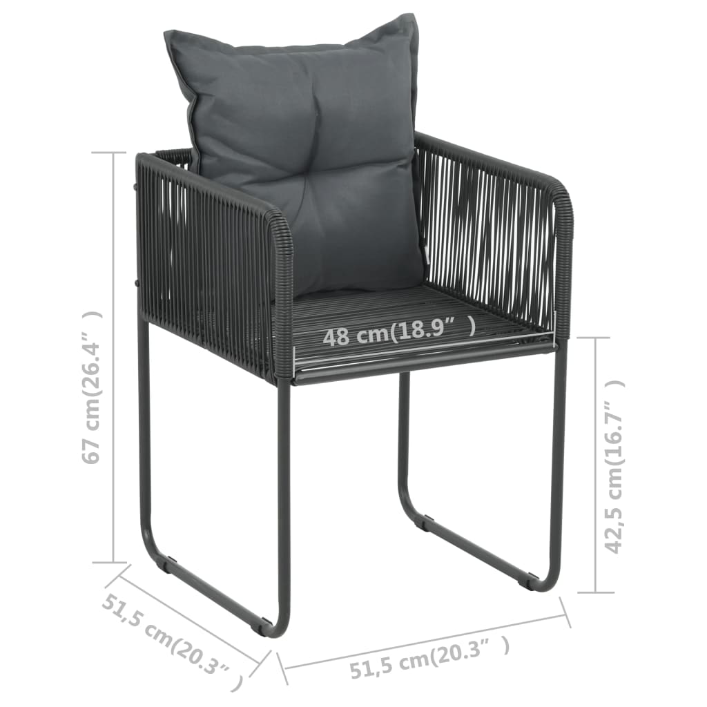 7-dijelni vrtni blagovaonski set od PVC ratana crni