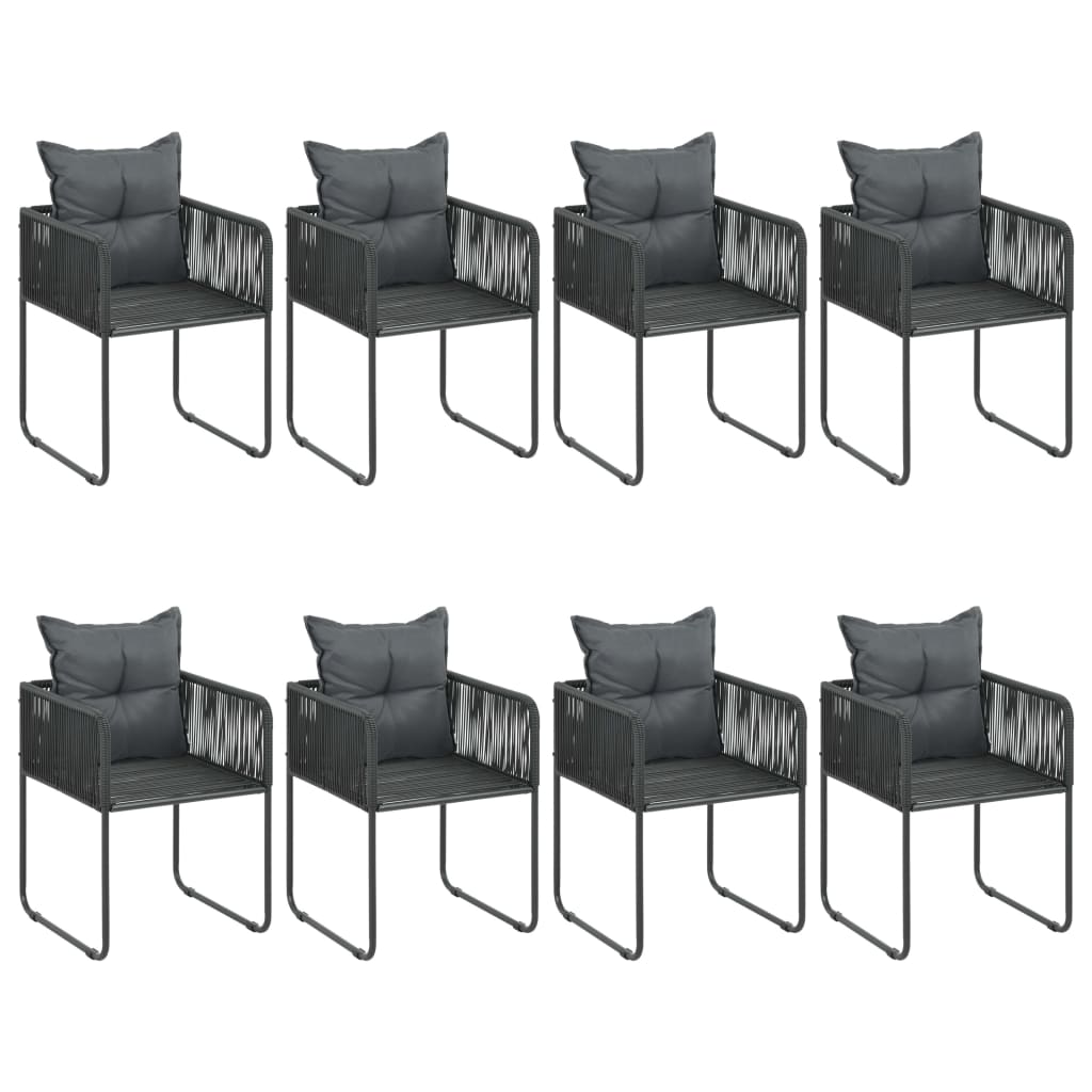 9-dijelni vrtni blagovaonski set od PVC ratana crni