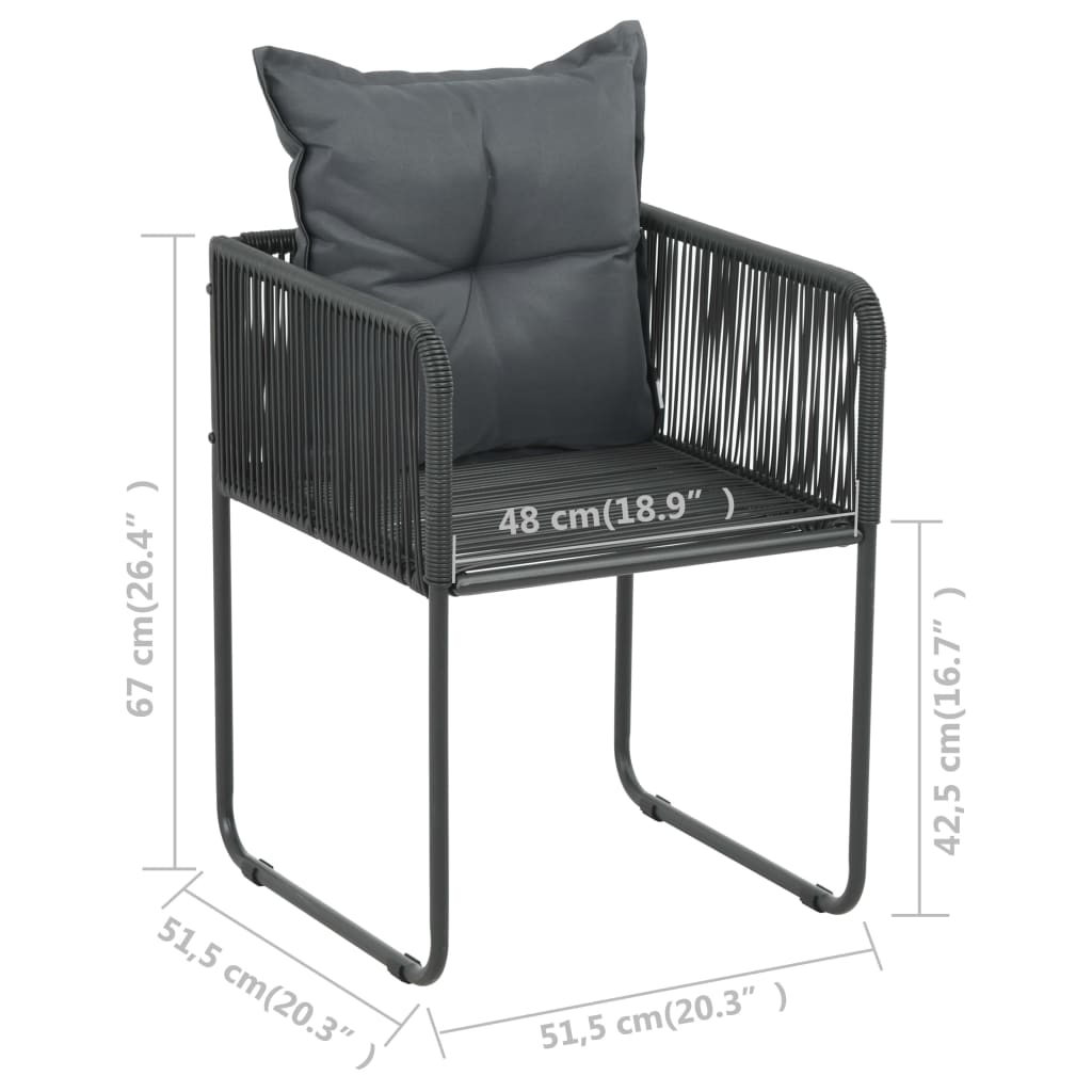 9-dijelni vrtni blagovaonski set od PVC ratana crni