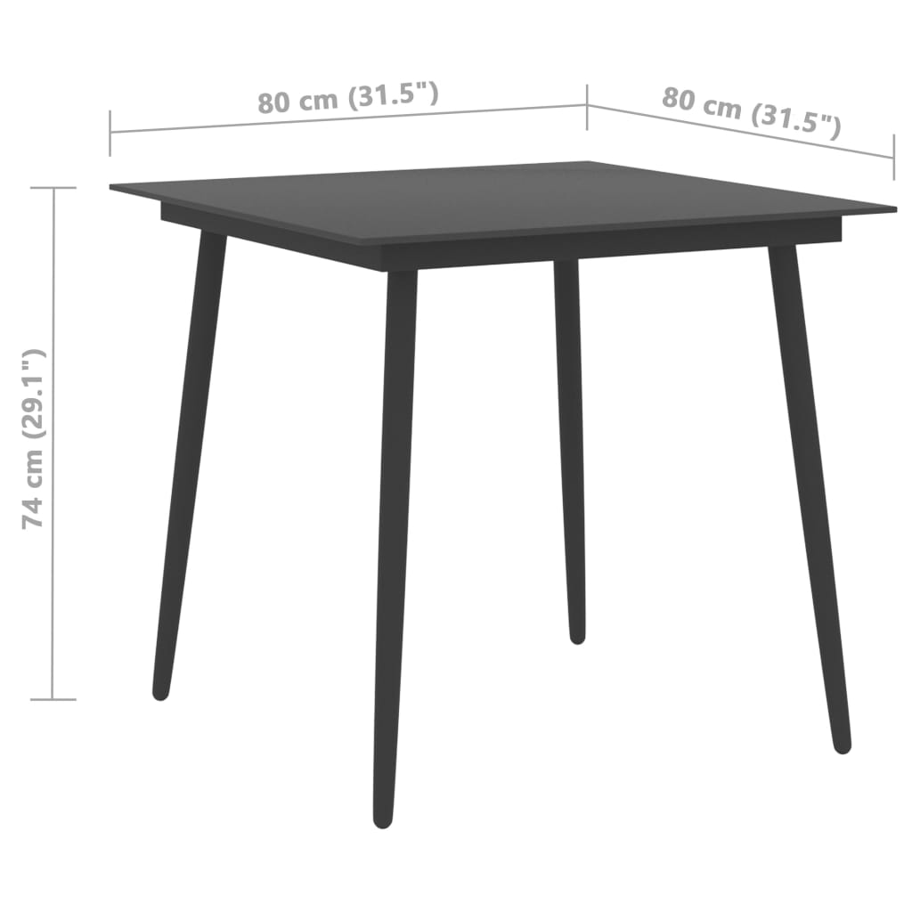 3-dijelni vrtni blagovaonski set od PVC ratana crni