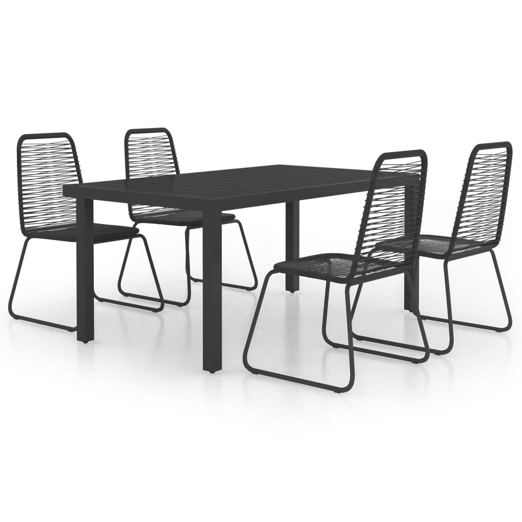 5-dijelni vrtni blagovaonski set od PVC ratana crni