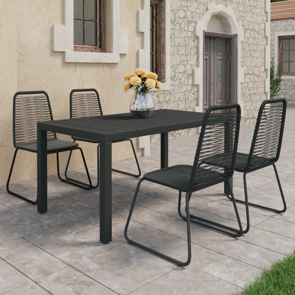 5-dijelni vrtni blagovaonski set od PVC ratana crni