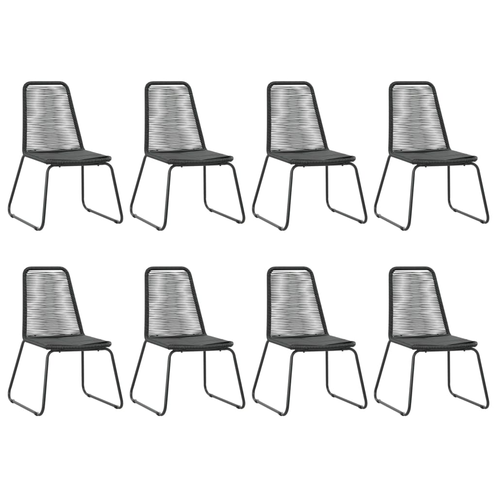 9-dijelni vrtni blagovaonski set od PVC ratana crni