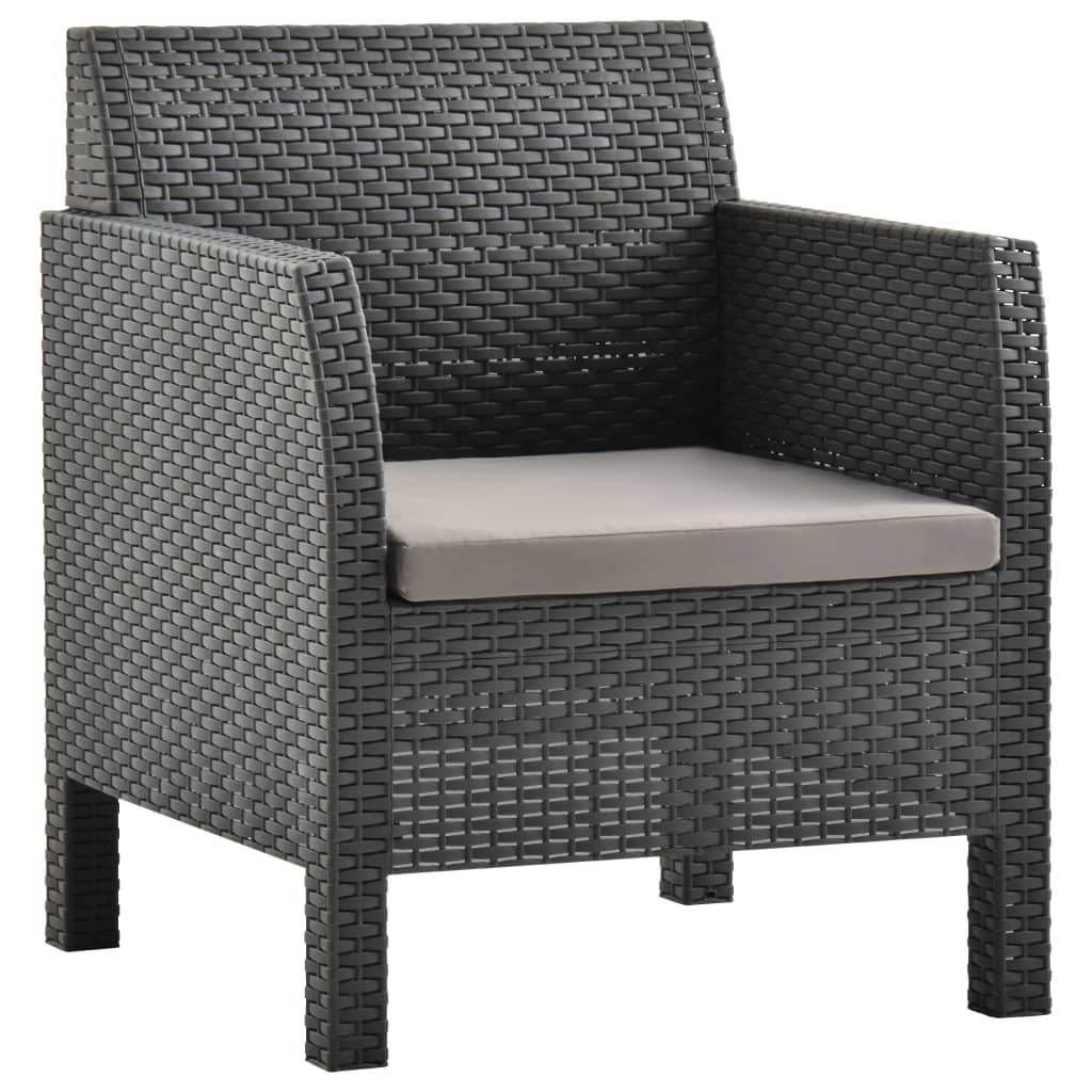 Vrtna stolica s jastukom antracit boje 63x65x76 cm PP ratan