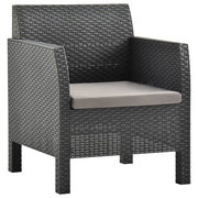 Vrtna stolica s jastukom antracit boje 63x65x76 cm PP ratan