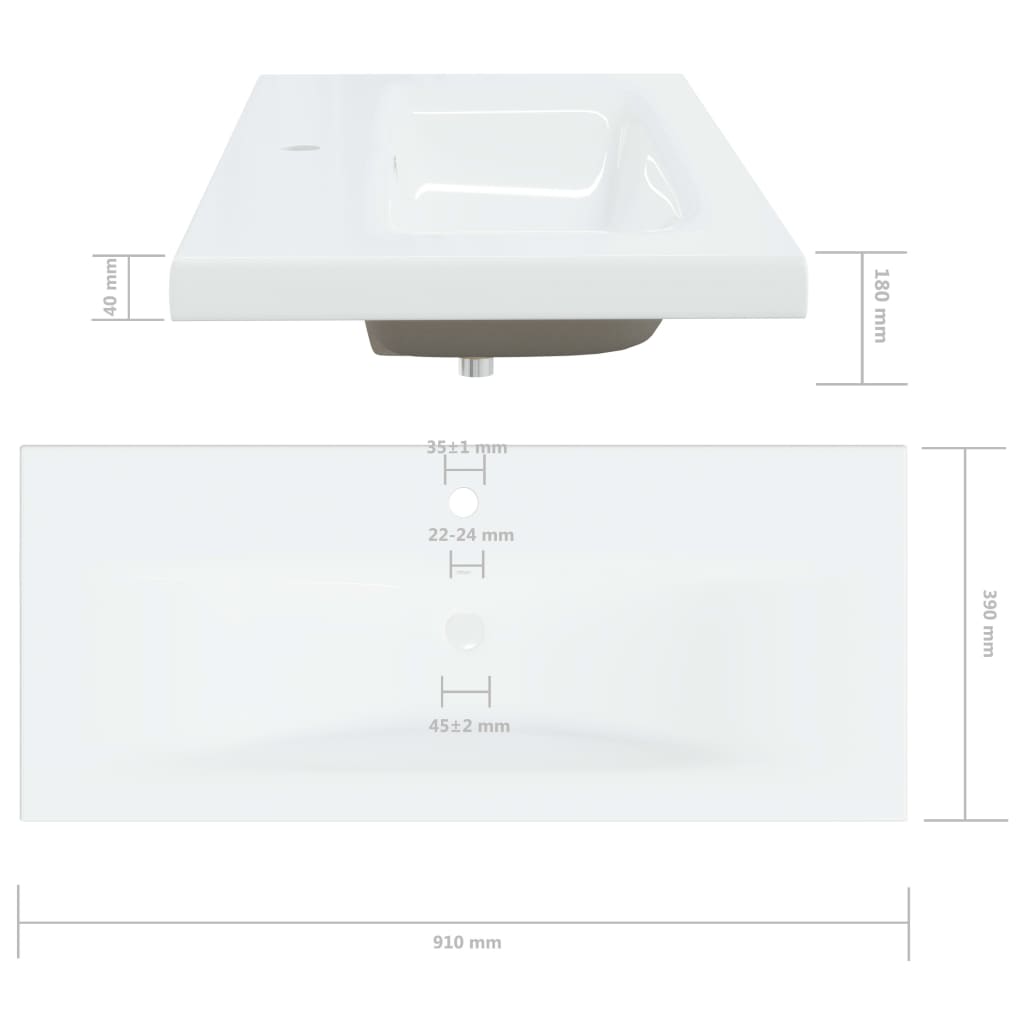 Ugradbeni umivaonik sa slavinom 91x39x18 cm keramički bijeli