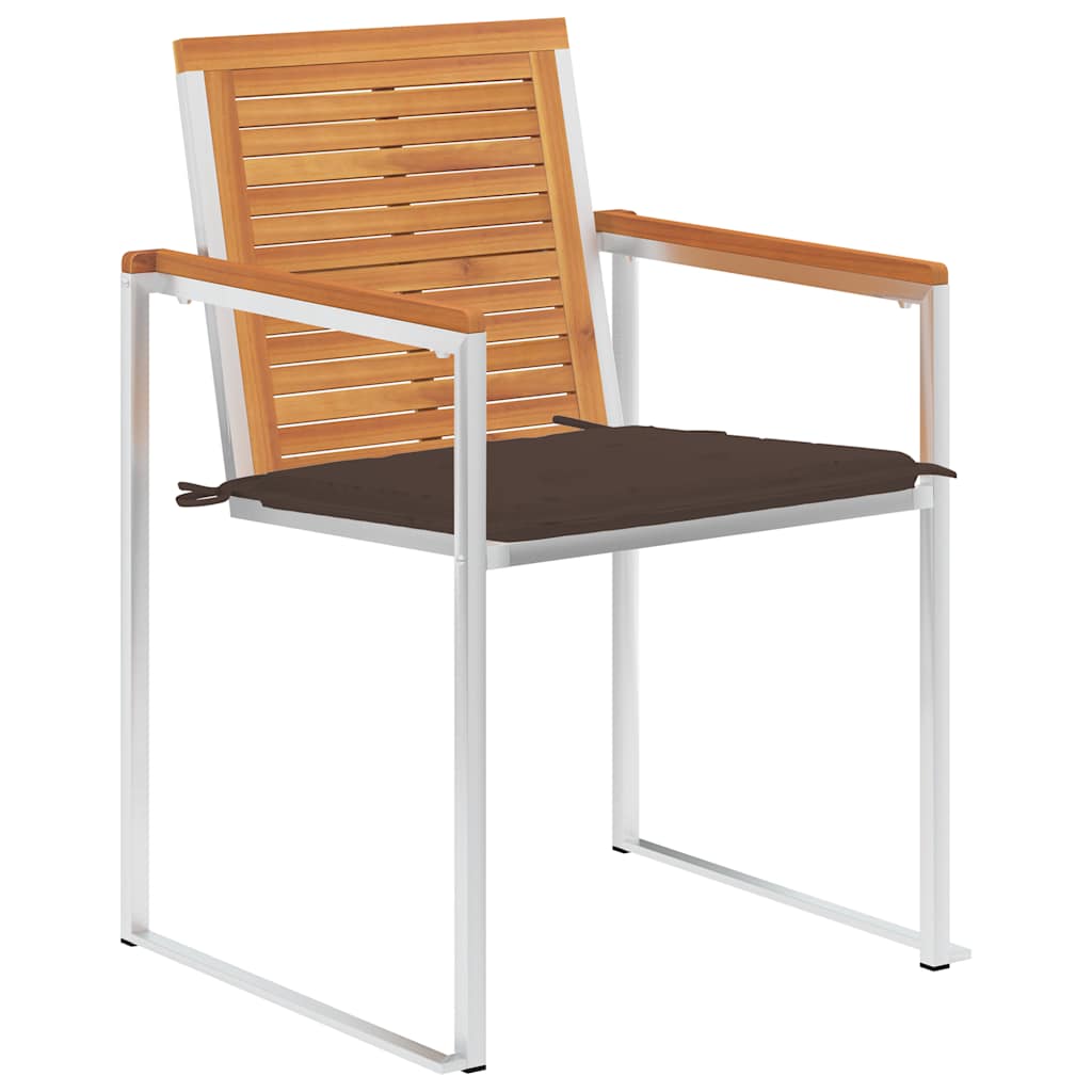 Vrtne stolice s jastucima 2 kom od bagremovog drva i čelika