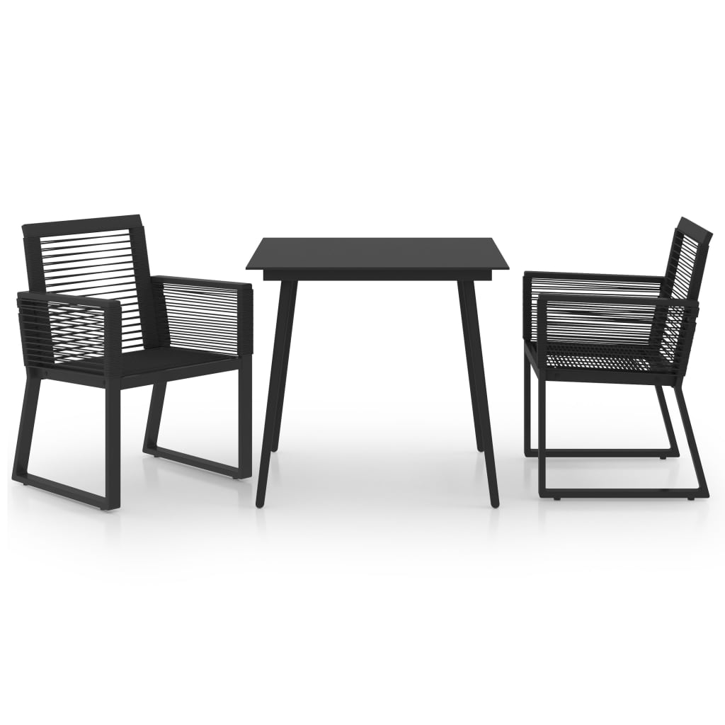 3-dijelni vrtni blagovaonski set od PVC ratana crni