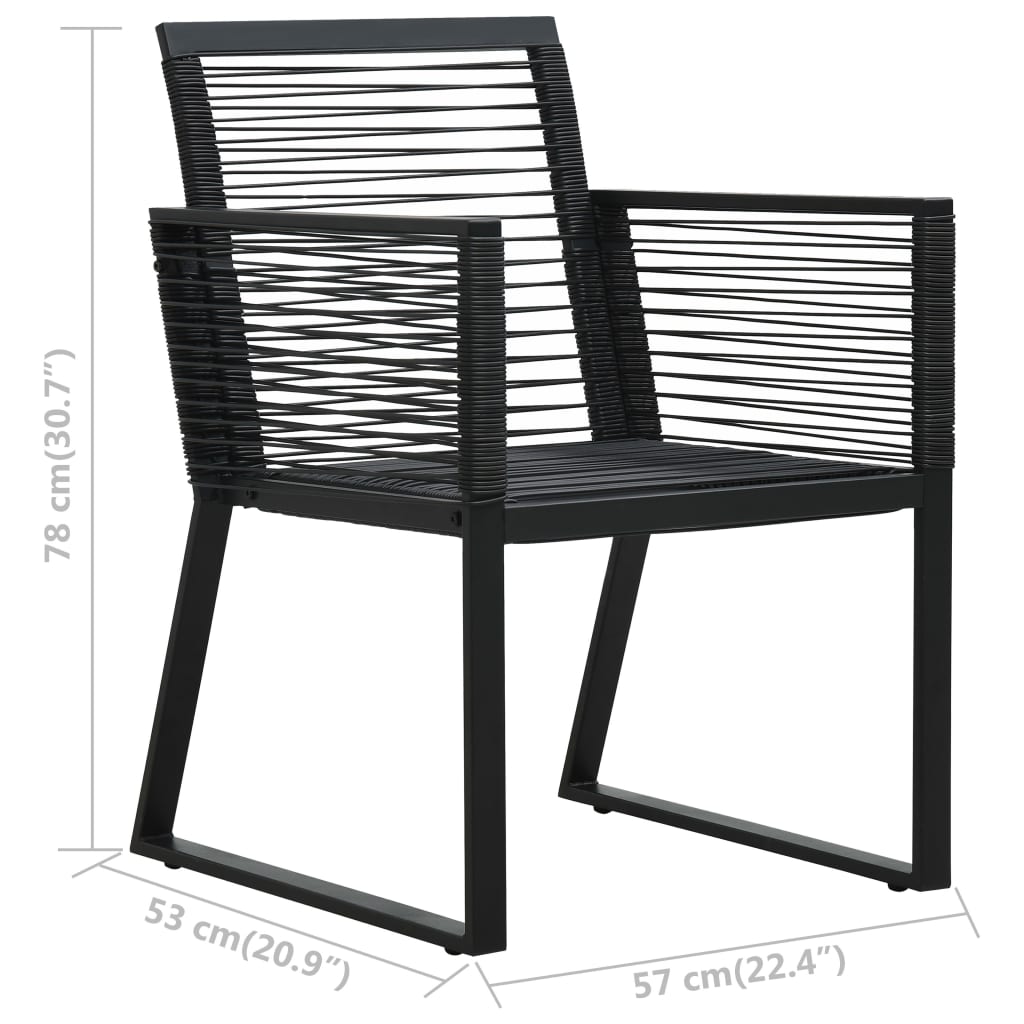 3-dijelni vrtni blagovaonski set od PVC ratana crni