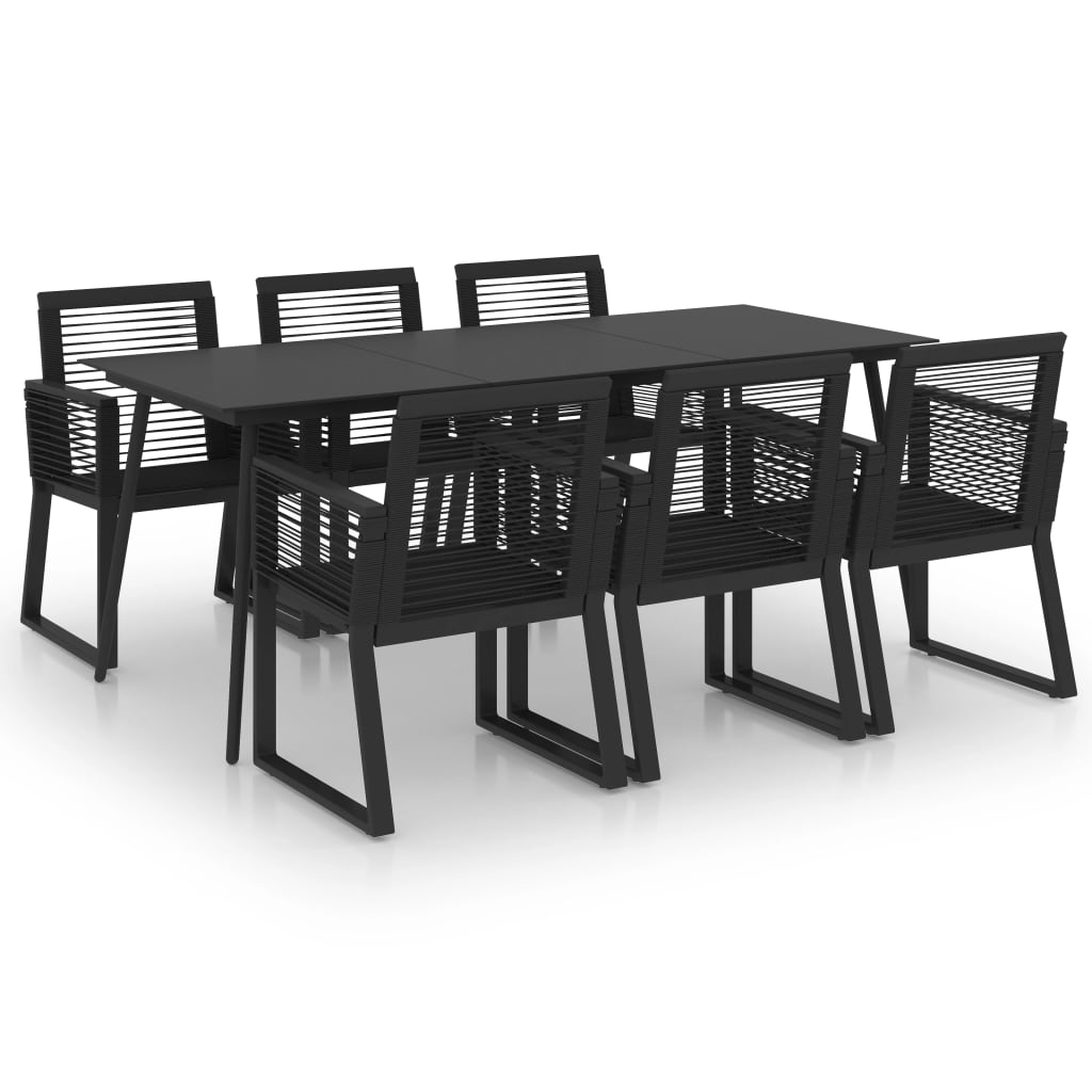 7-dijelni vrtni blagovaonski set od PVC ratana crni